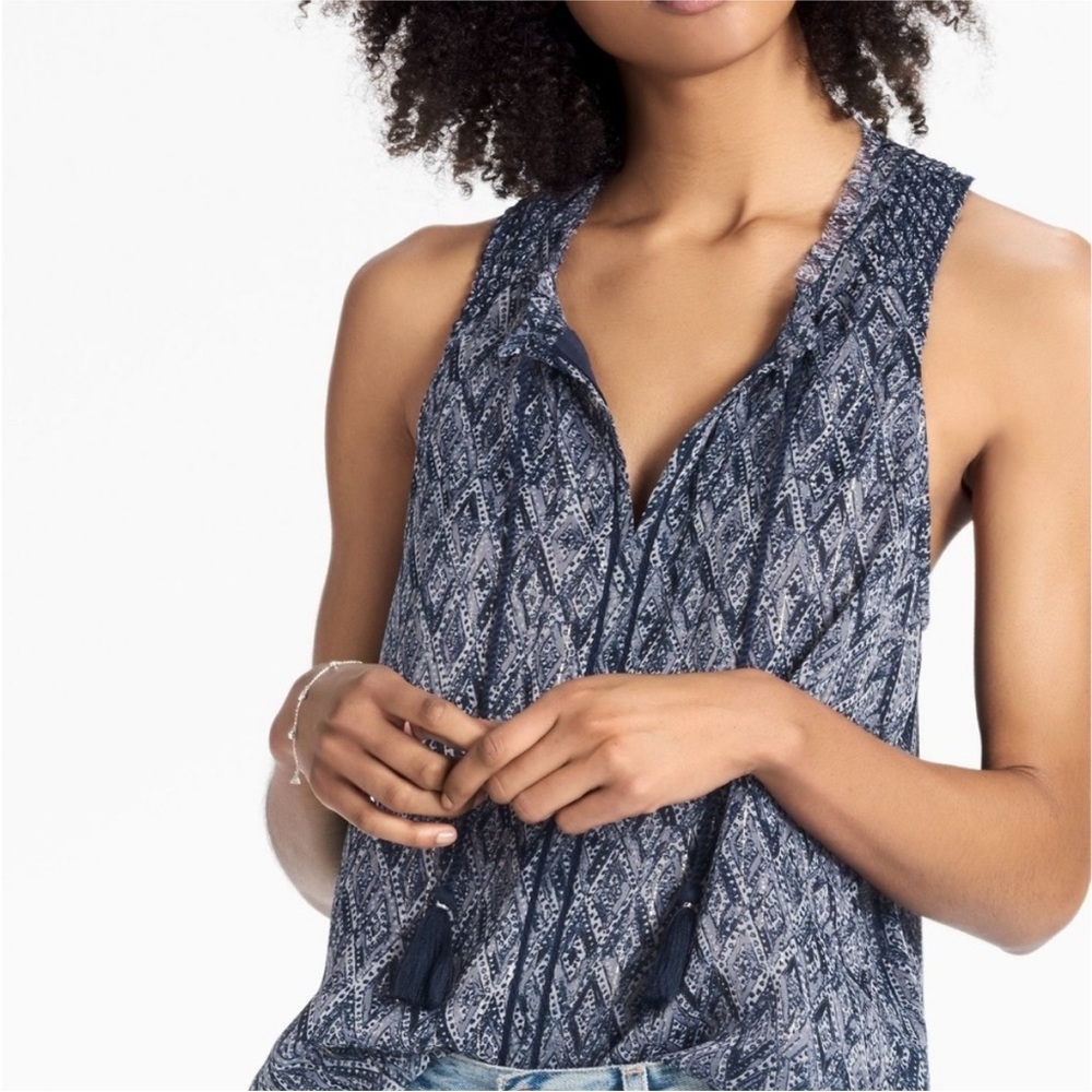 Lucky Brand Scarf Print Tassel Tank Size M